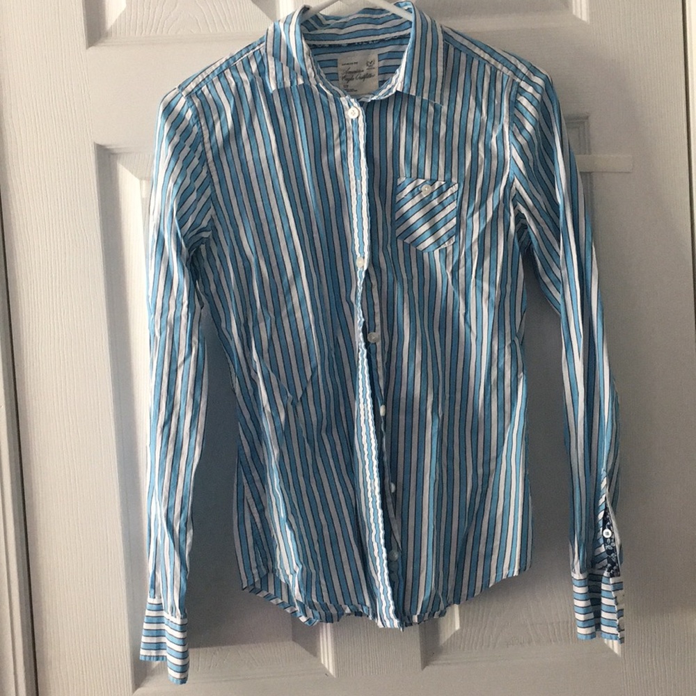 American Eagle Striped Collar Shirt